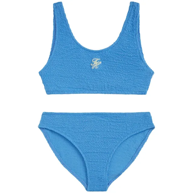 Tommy Hilfiger crop bikini met textuur blauw