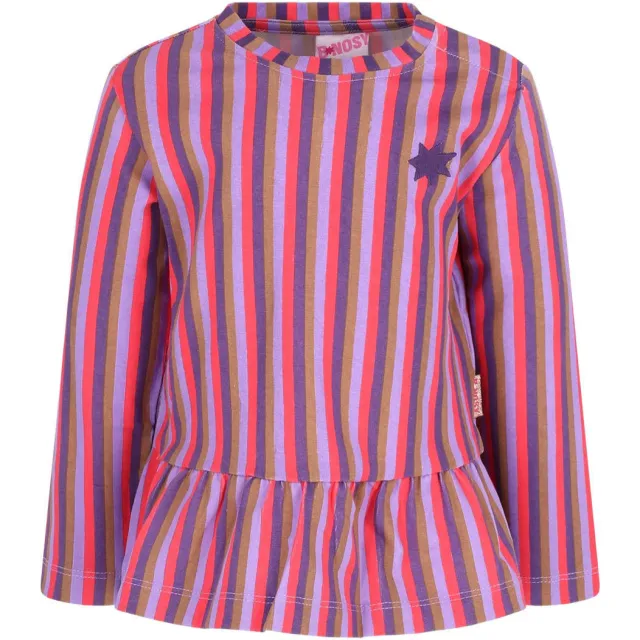 B.Nosy Tiara longsleeve gestreept paars koraalrood bruin, foto 2