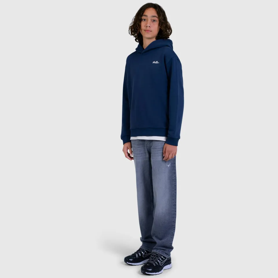 Ballin rechtvallende hoodie met backprint - donkerblauw