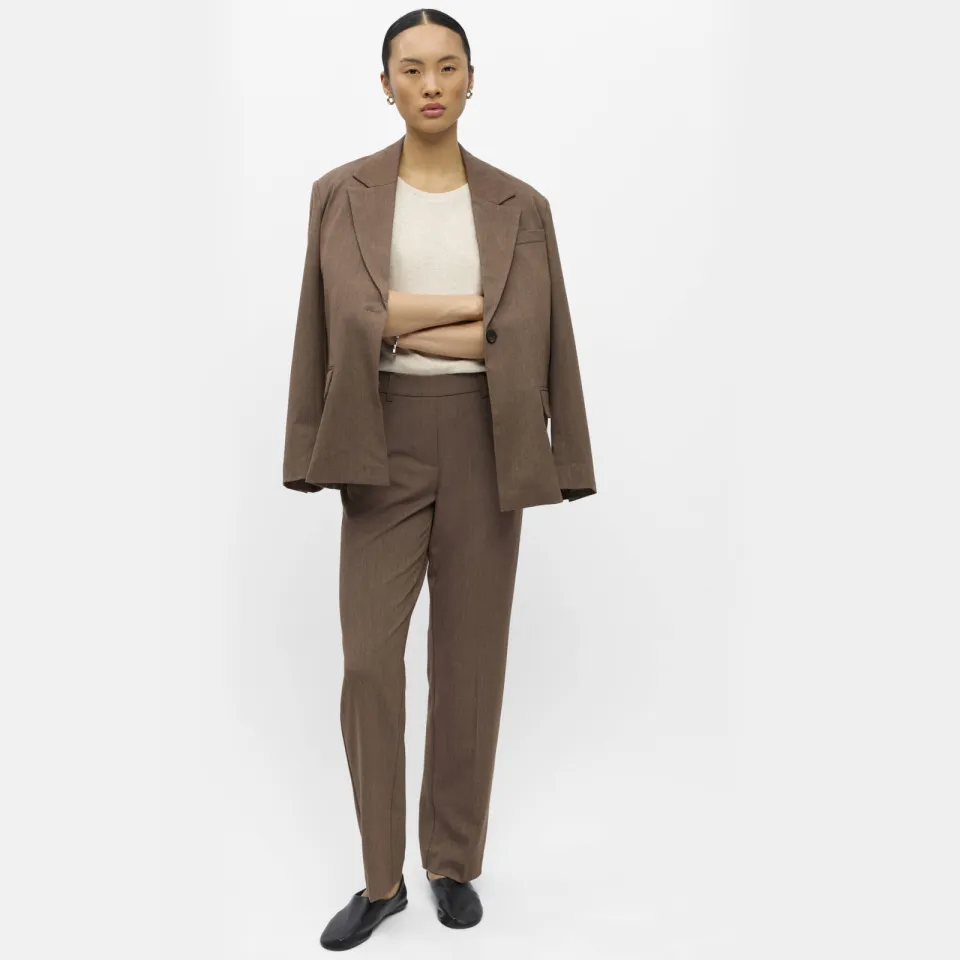 Object straight leg casual broek - lichtbruin