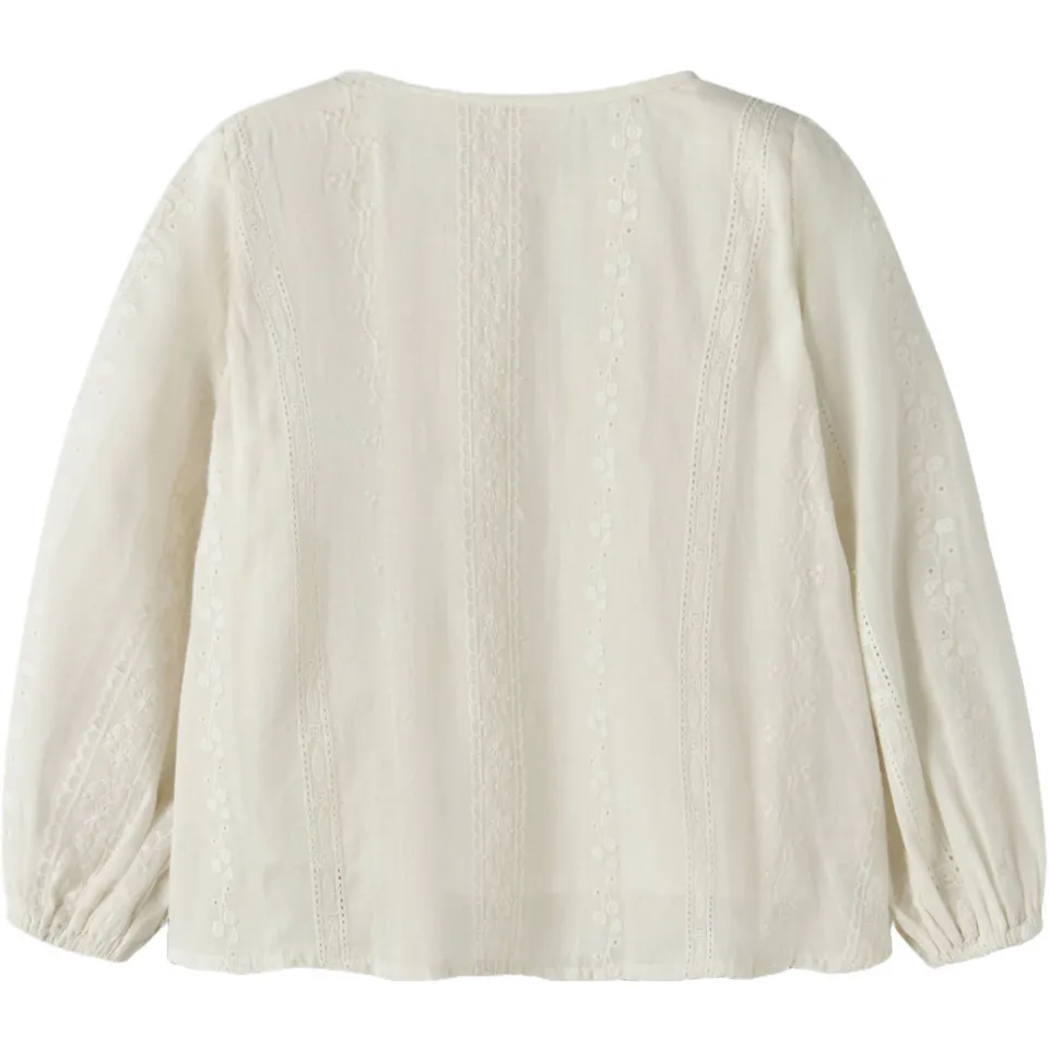 Lil' Atelier loose fit blouse met ruches ecru, foto 2