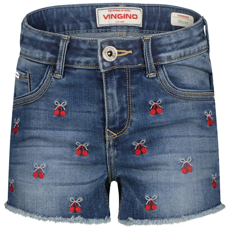 Vingino regular high waist jeansshort medium blue denim, foto 2
