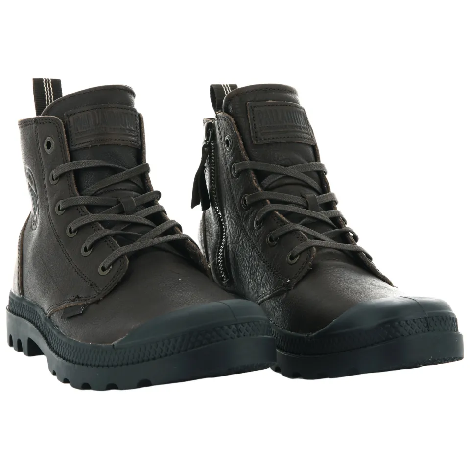 Palladium Pampa Zip leren sneakers met profielzool - donkerbruin, foto 5