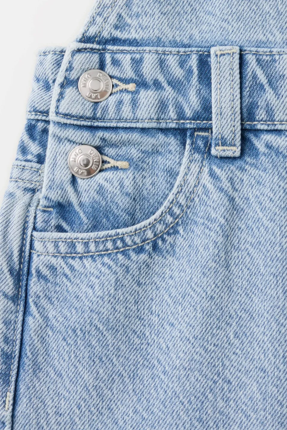 Mango denim straight leg tuinbroek medium blue denim, foto 5