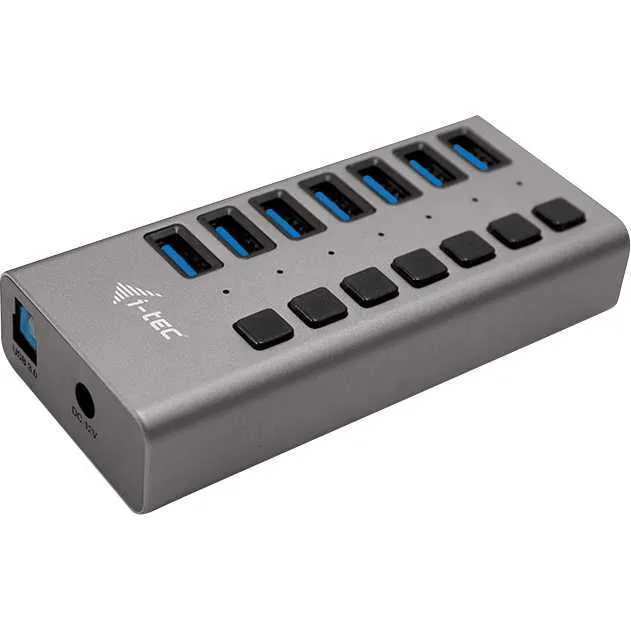i-tec 7-poorts usb-hub met voedingsadapter grijs