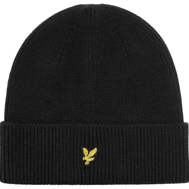 Lyle & Scott gebreide muts met logo - zwart