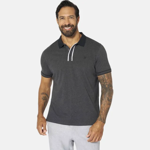 Jan Vanderstorm oversized polo Plus Size ISFRIED zilvergrijs