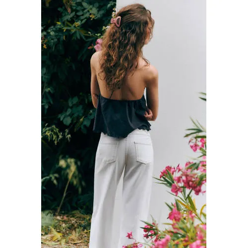 Mango TEEN low waist wide leg jeans met borduursels - wit, foto 3
