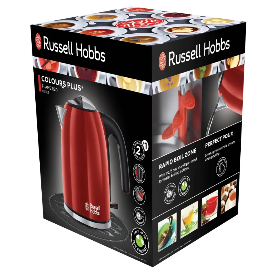 Russell Hobbs Colours Plus+ 1.7L waterkoker - rood 20412-70, foto 3