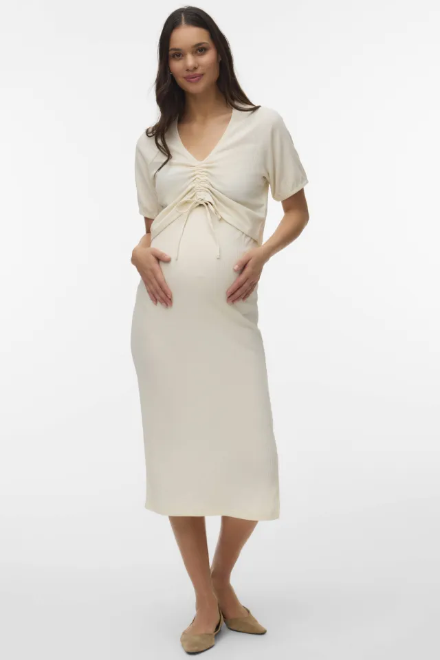 Mamalicious MLCAVI midi zwangerschapsrok ecru Birch