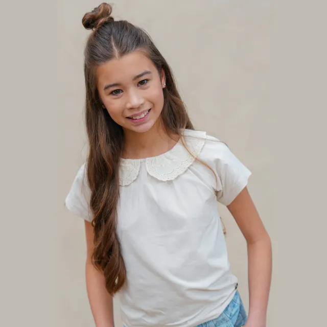 Like Flo T-shirt ecru broderie