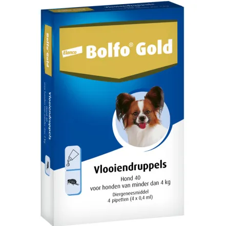 Bolfo Gold 40 Vlooiendruppels voor kleine hond (tot 4 kg) 4 pipetten