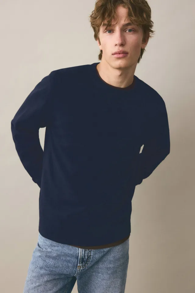 Mango TEEN katoenen gebreide trui - marineblauw
