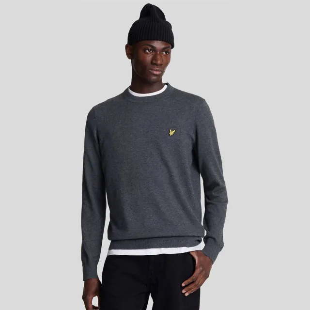 Lyle & Scott regular fit gebreide trui met wol - antraciet Charcoal Marl