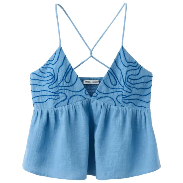 Mango Teen top met borduursels blauw, foto 2