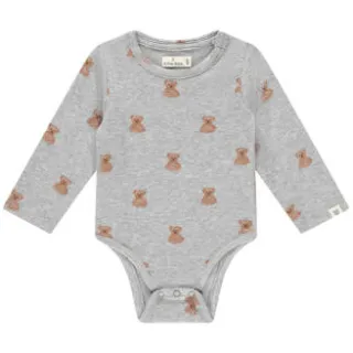 A Tiny Story romper grijs/bruin Jongens Stretchkatoen Ronde hals All over print