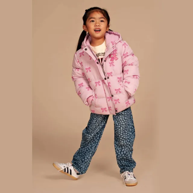 Stains&Stories gewatteerde winterjas met print roze