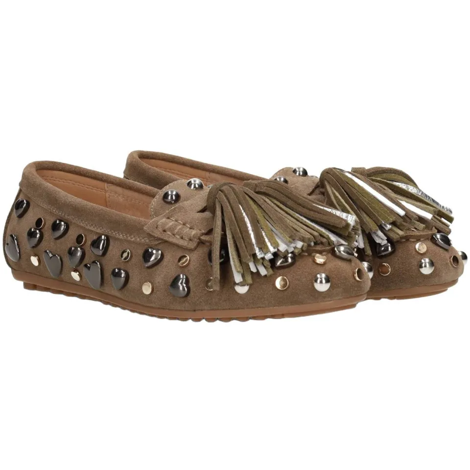 Poelman Serena suède mocassins met studs - taupe, foto 4