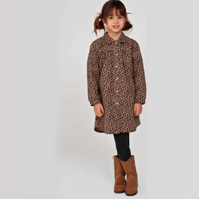 Jubel City Chic spijkerjurk met panterprint bruin Zand/bruin/zwart