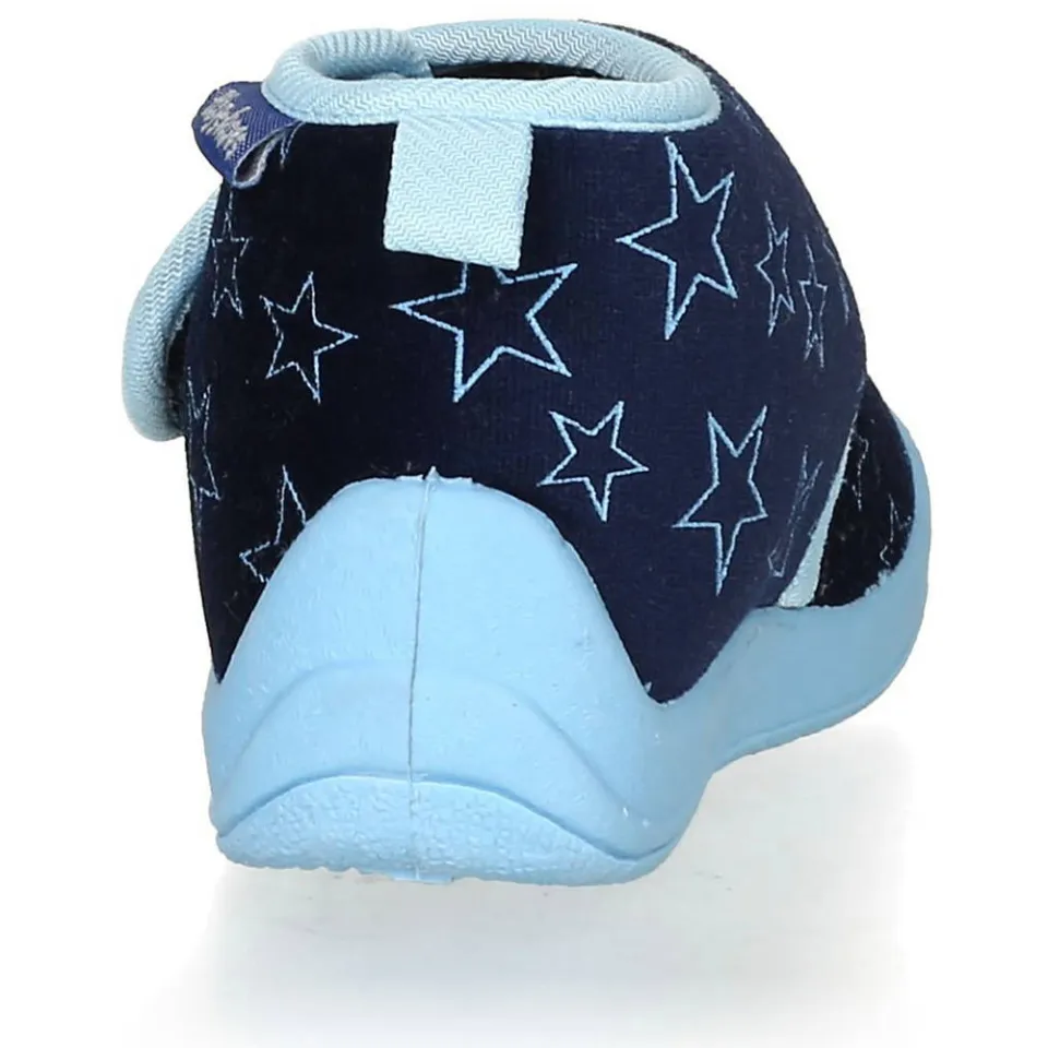 Playshoes pantoffels met sterrendessin Velcro donkerblauw/lichtblauw, foto 5