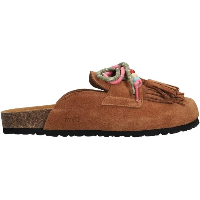 DWRS Sakai suède clogs met franjes - cognac, foto 2