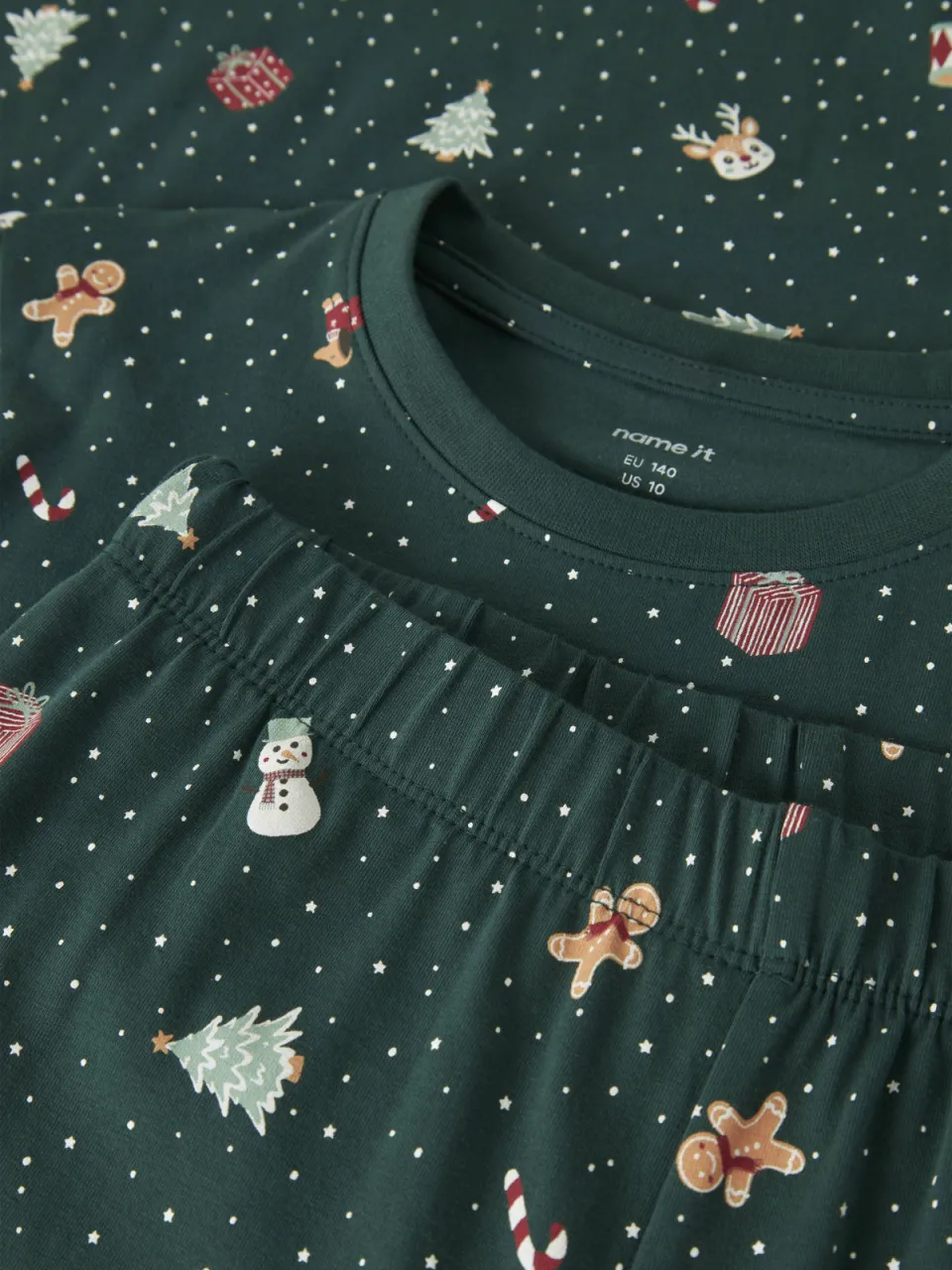 NAME IT kerst pyjama met print groen, foto 4