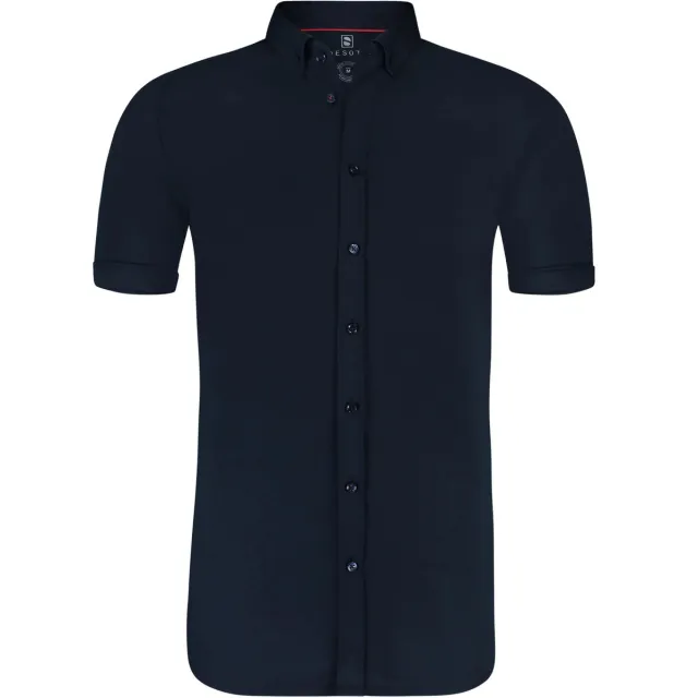 Desoto Slim Fit Jersey overhemd donker marine