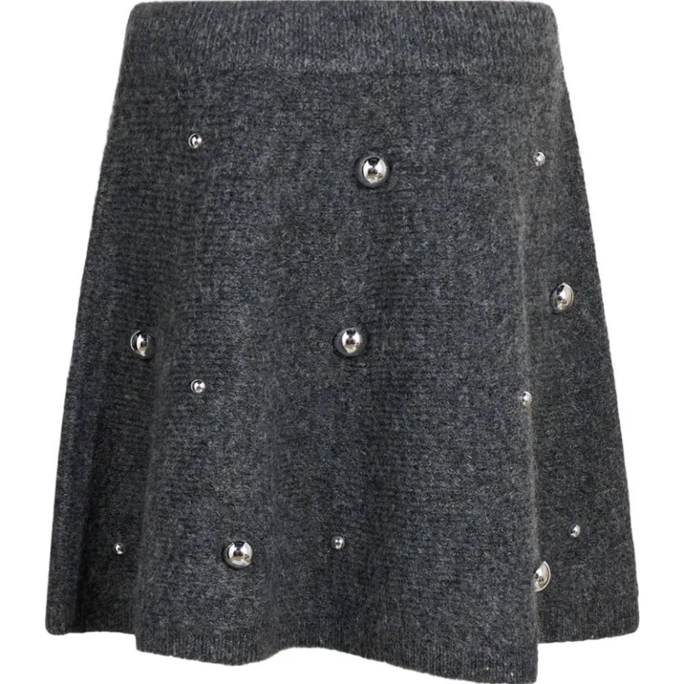 Shoeby korte rok met studs grijs, foto 5