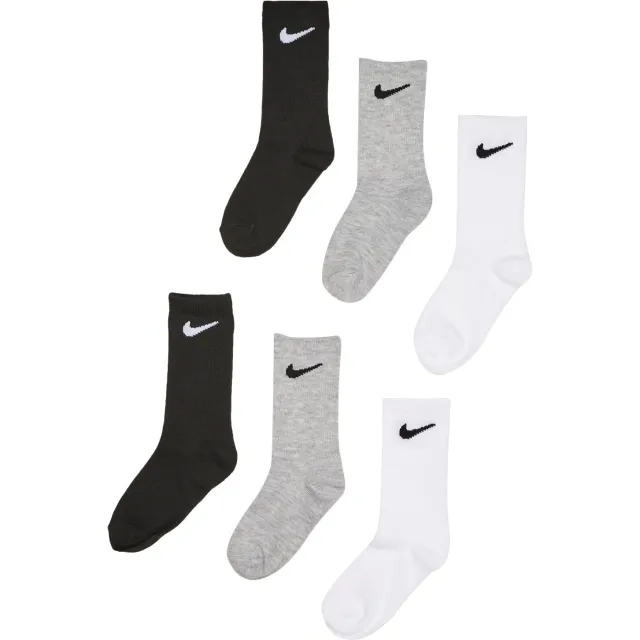 Nike Crew sokken wit/zwart/grijs 6-pack