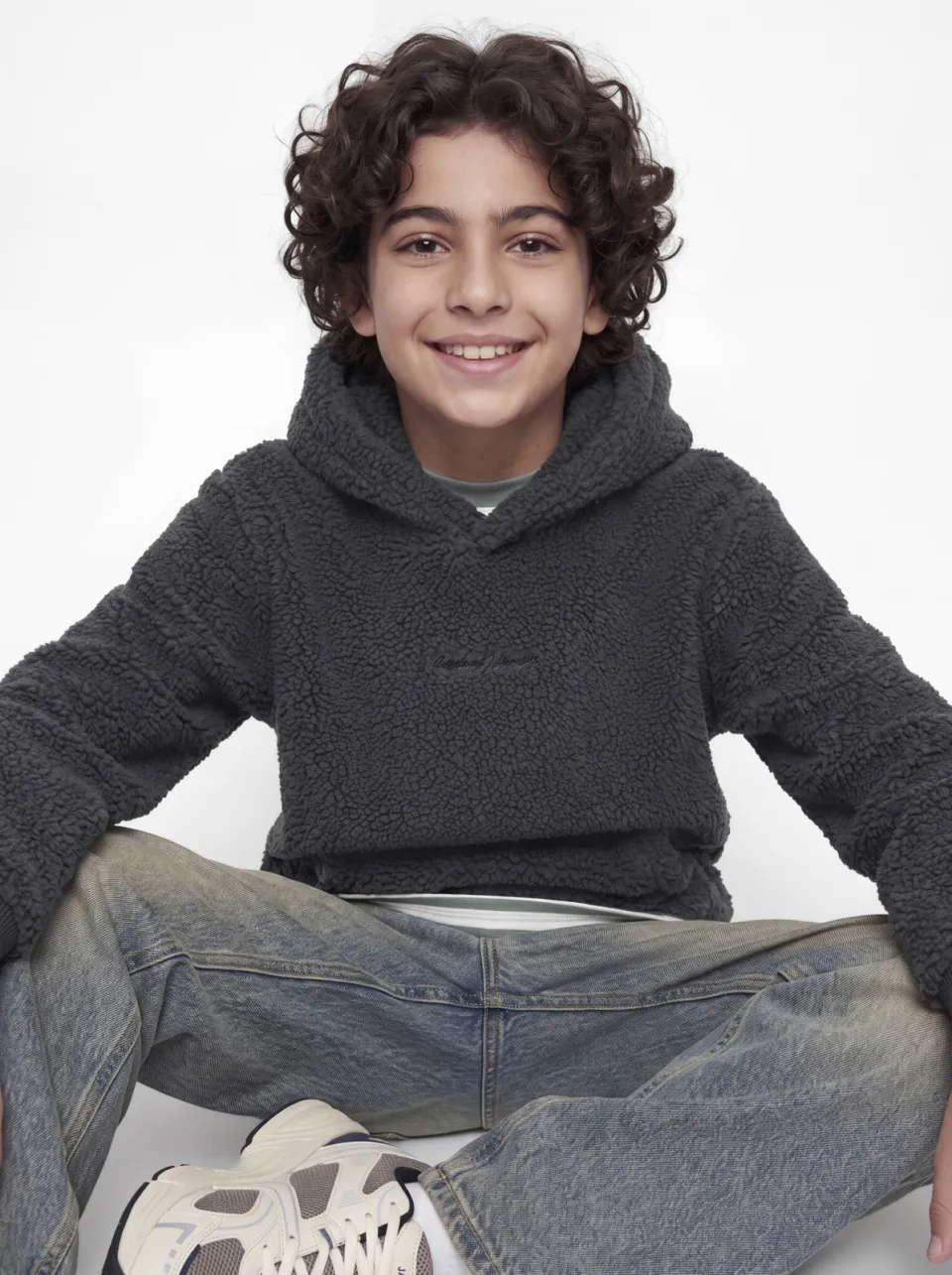Jack & Jones JUNIOR teddy sweater met tekst - antraciet, foto 7