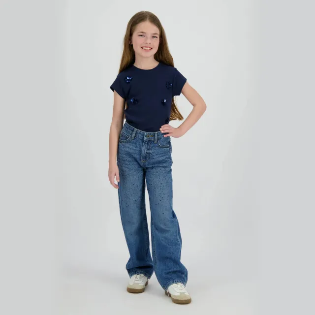 Vingino Jessie gebloemd T-shirt donkerblauw