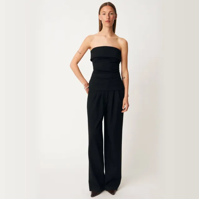 Modström wide leg broek met plooien - zwart