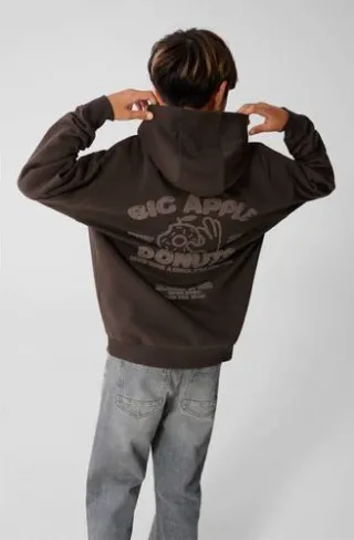 Shoeby oversized hoodie met backprint - donkerbruin, foto 3