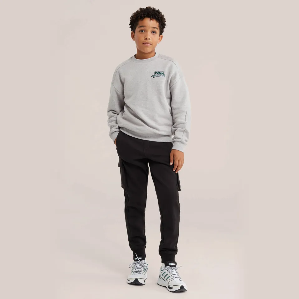 WE Fashion tapered cargobroek zwart