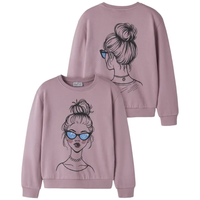 NAME IT KIDS sweater met backprint - lila