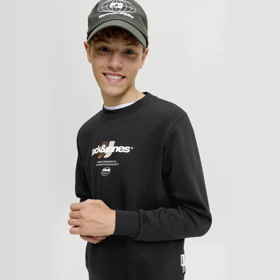 Jack & Jones JUNIOR sweater met logo - zwart