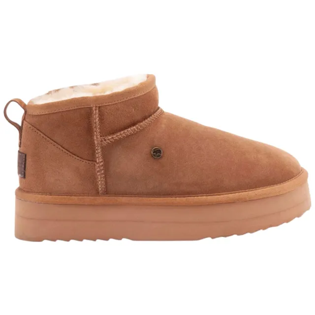 Warmbat Durack plateau enkellaarsjes cognac bruin