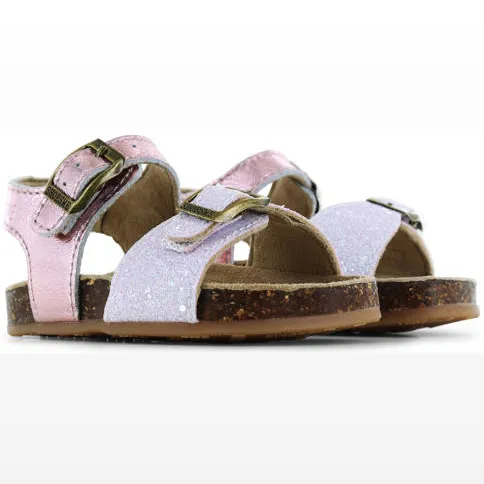 Shoesme leren sandalen met glitters en pailletten - roze/wit, foto 3