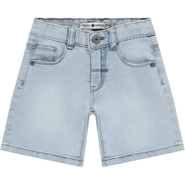 Stains&Stories denim short lichtblauw Light blue denim