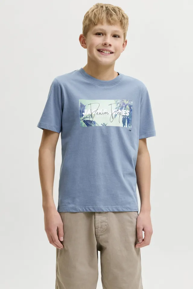 Jack & Jones junior t-shirt blauw met logo