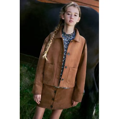 Mango Kids suède jas - bruin, foto 3