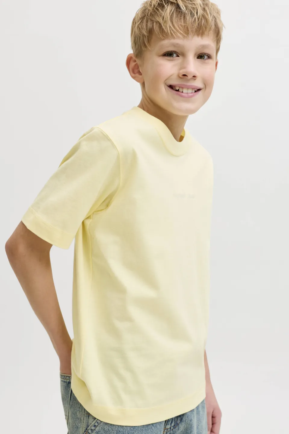 Jack & Jones t-shirt lichtgeel met tekst, foto 4