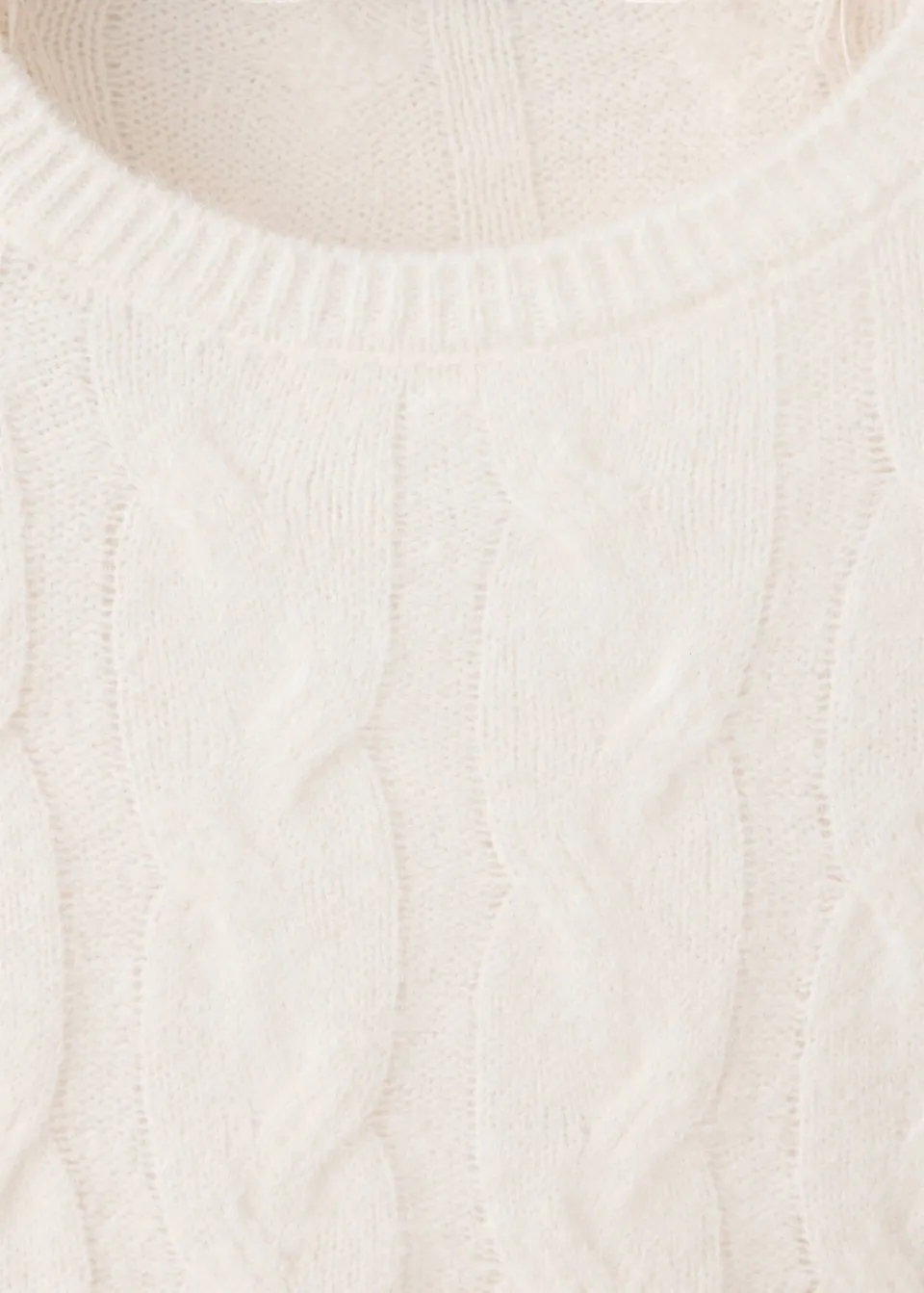 Mango TEEN trui met kabels en wol - lichtbeige, foto 8