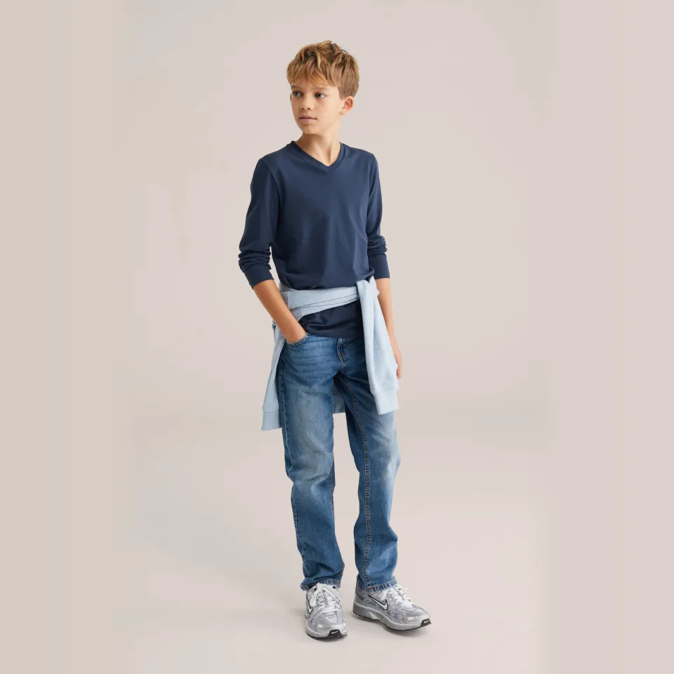 WE Fashion basic longsleeve donkerblauw Dark Marine