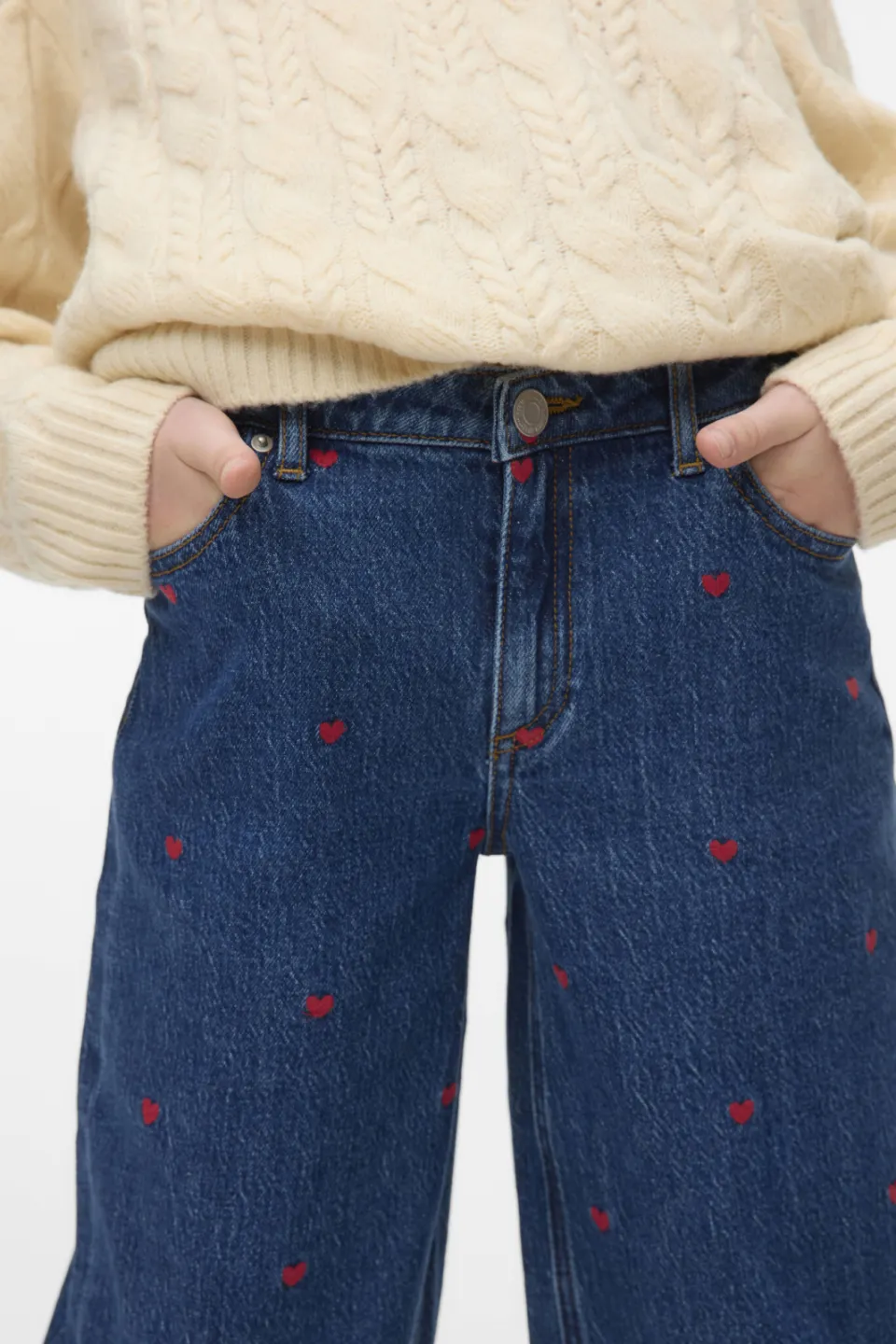 Vero Moda GIRL high waist wide leg jeans medium blue denim, foto 4