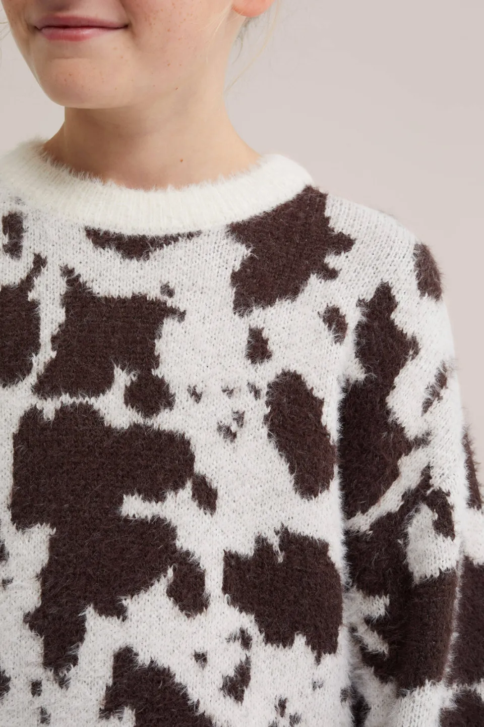 WE Fashion gebreide trui met dierenprint - wit/bruin, foto 6