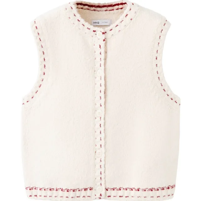 Mango Kids gilet - beige/rood, foto 2