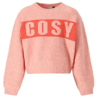 Retour Jeans rechtvallende gebreide trui met tekst - zalm Roze Meisjes Acryl Ronde hals Zalmroze