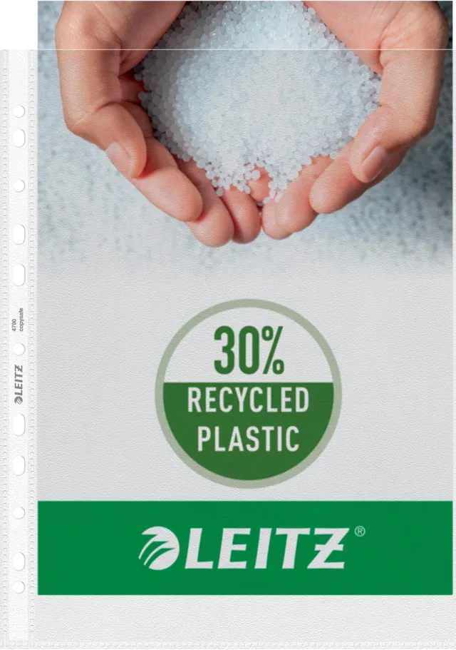 Leitz Showtas leitz premium standaard 11-gaats copy safe 0.085mm pp a4 transparant 100 stuks
