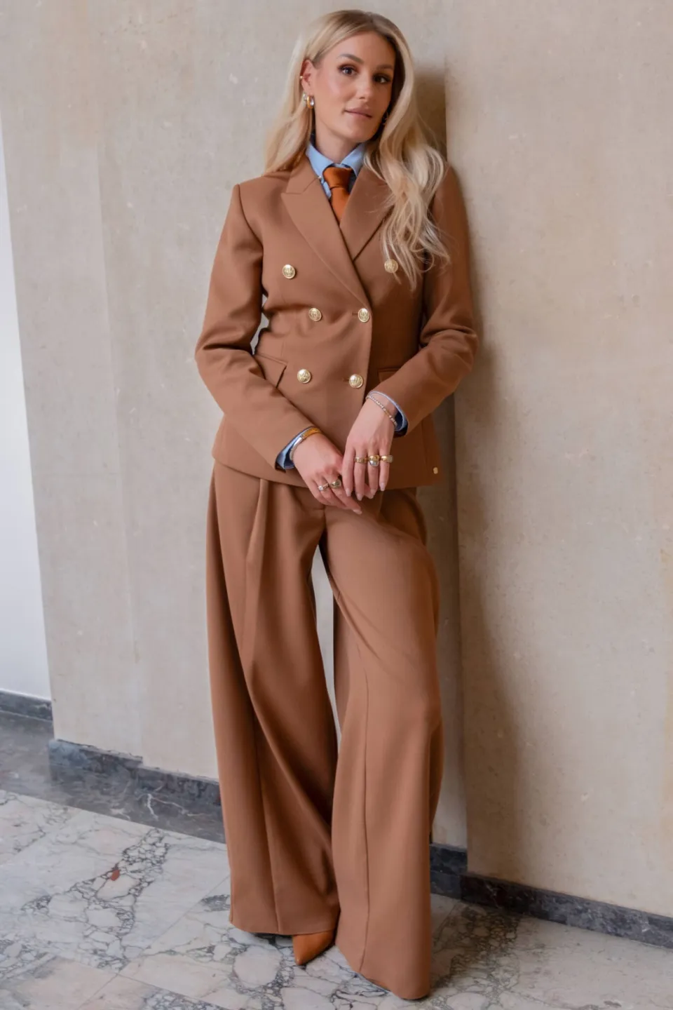 JOSH V barrel broek met plooien - cognac, foto 6